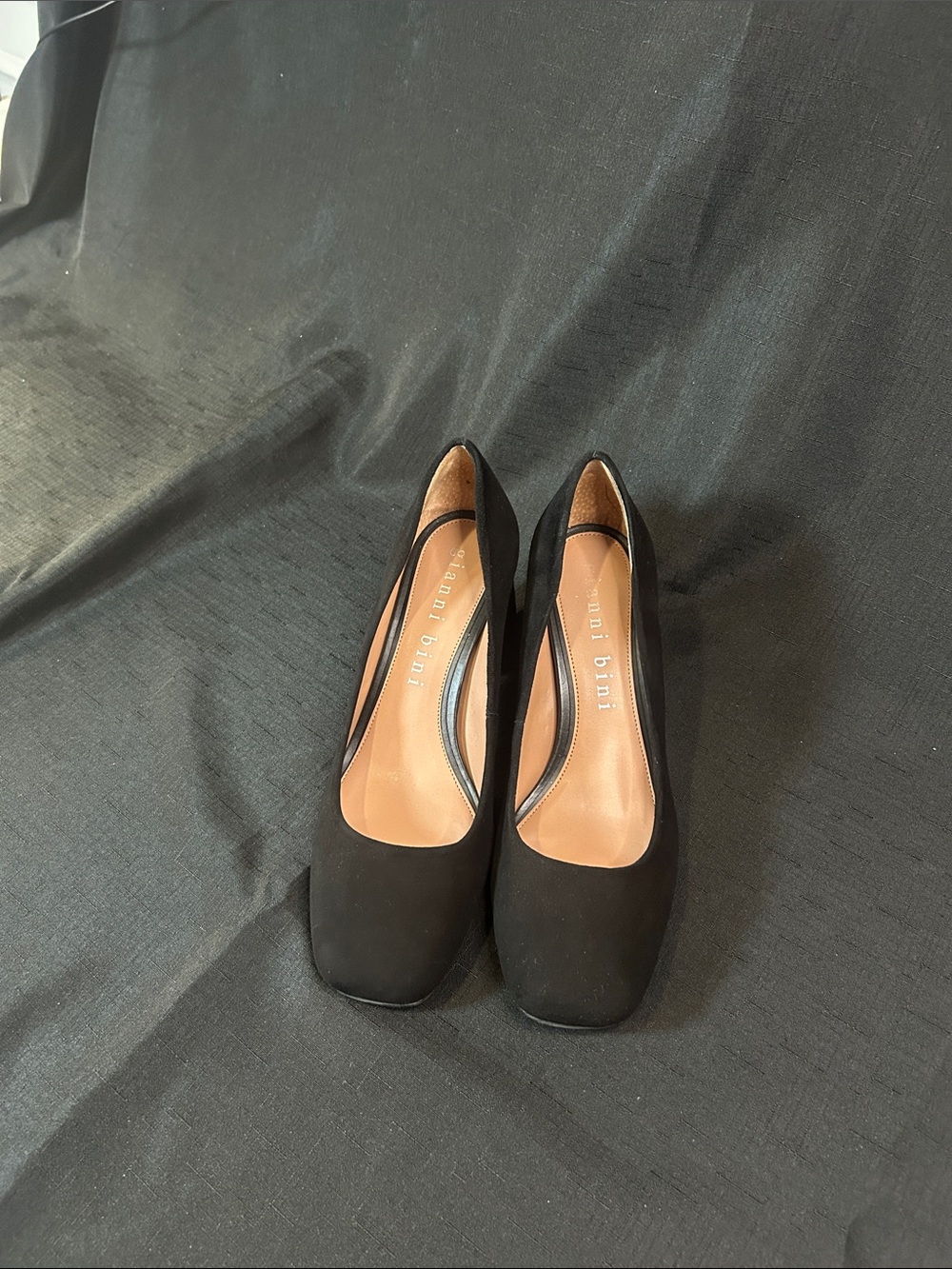 Gianni Bini Black Square-Toe Block Heel Pumps